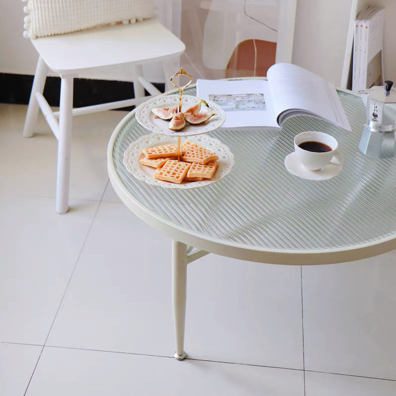 Iron 3 Legs Round Coffee Table with Glass Top Cocktail Table