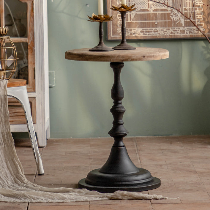 French Country Distressed Cocktail Table Wooden Pedestal  Coffee Table for Living Room
