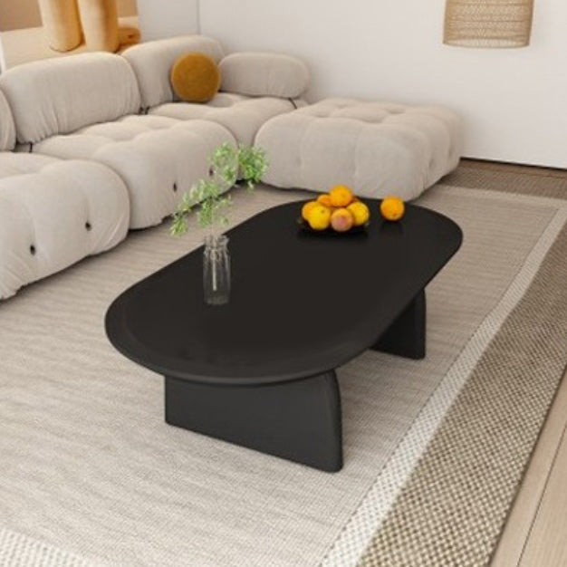 Oval Pine Wood Coffe Table with Wooden Sled Base Cocktail Table
