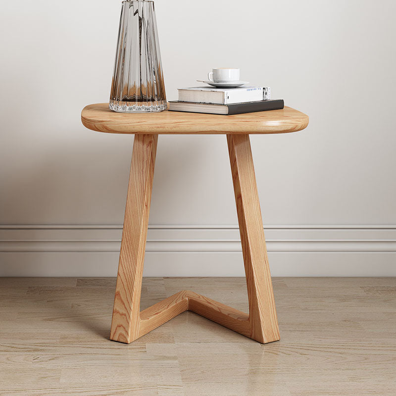 Solid Wood Square Top Side Table 19.7" Tall Abstract Base End Table