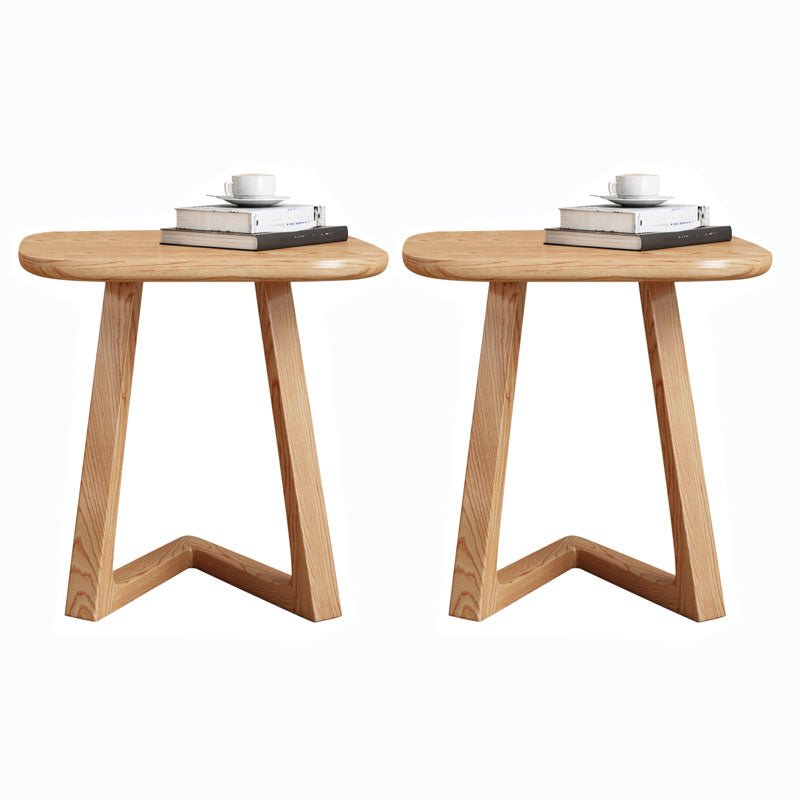 Solid Wood Square Top Side Table 19.7" Tall Abstract Base End Table