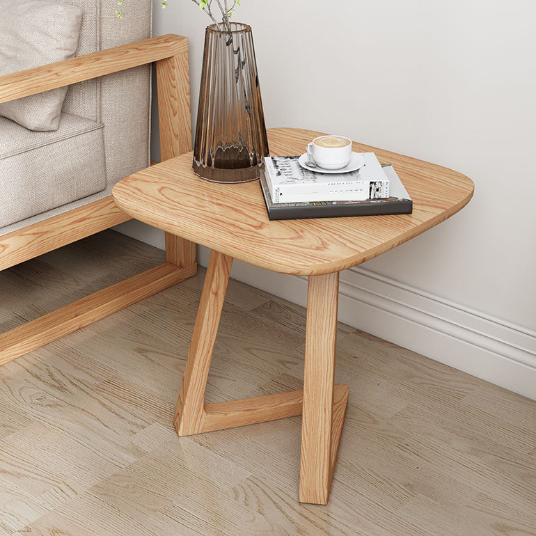 Solid Wood Square Top Side Table 19.7" Tall Abstract Base End Table