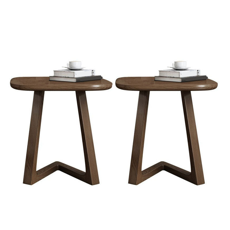 Solid Wood Square Top Side Table 19.7" Tall Abstract Base End Table