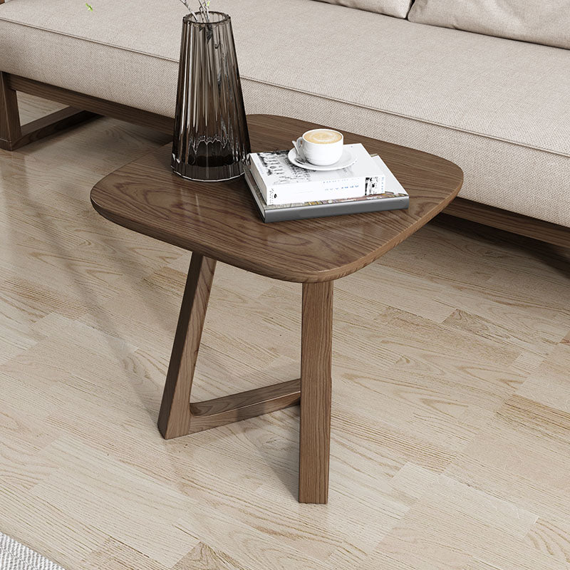 Solid Wood Square Top Side Table 19.7" Tall Abstract Base End Table
