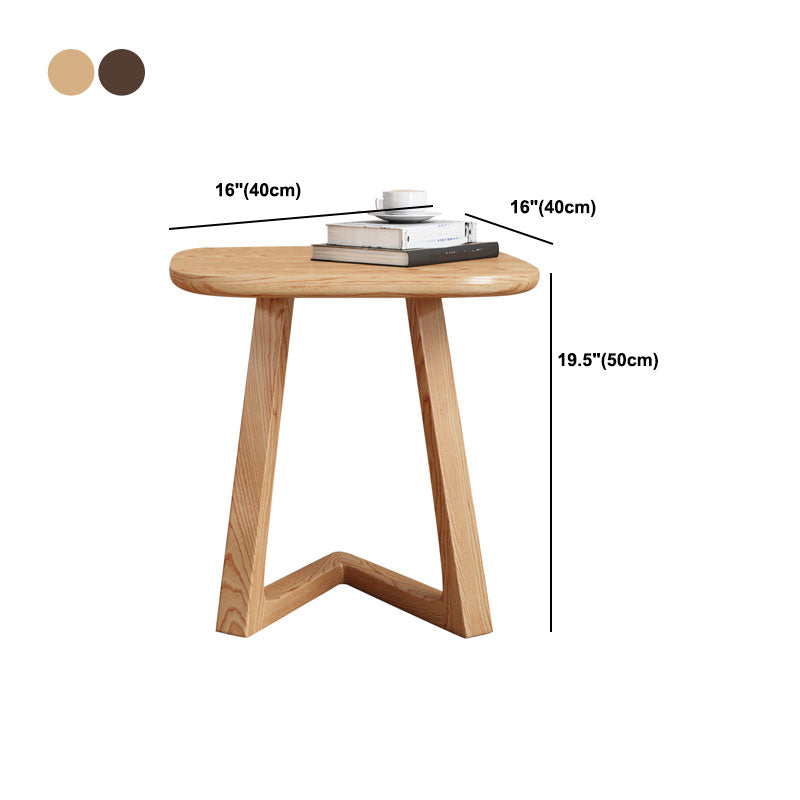 Solid Wood Square Top Side Table 19.7" Tall Abstract Base End Table