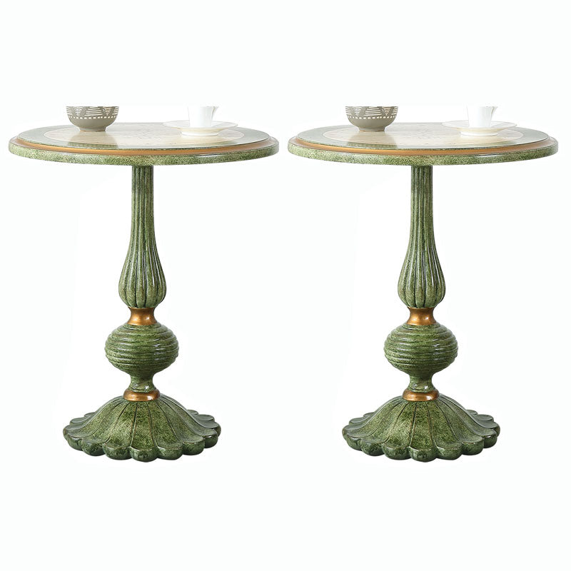 French Country Style Wooden Top Side Table 26.77" Tall Pedestal End Table