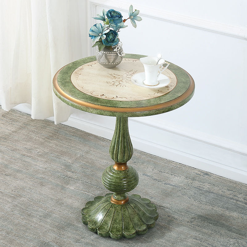French Country Style Wooden Top Side Table 26.77" Tall Pedestal End Table