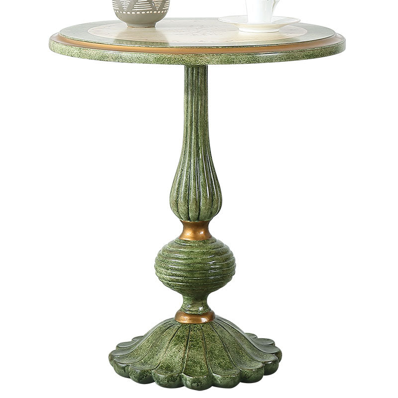 French Country Style Wooden Top Side Table 26.77" Tall Pedestal End Table