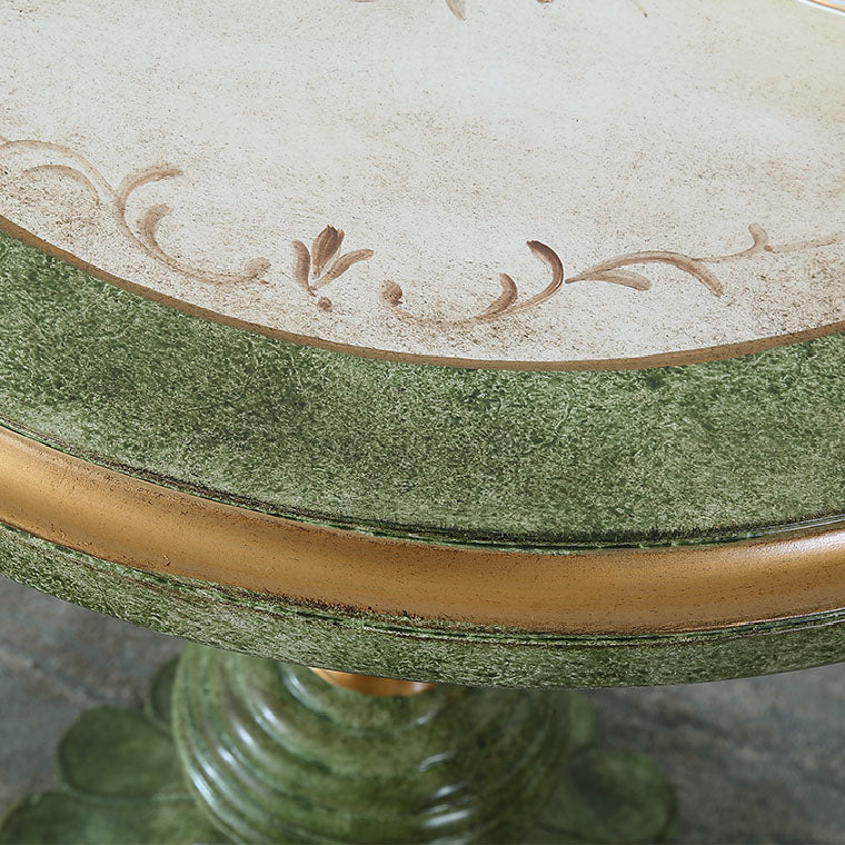 French Country Style Wooden Top Side Table 26.77" Tall Pedestal End Table