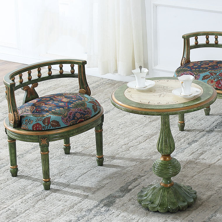 French Country Style Wooden Top Side Table 26.77" Tall Pedestal End Table