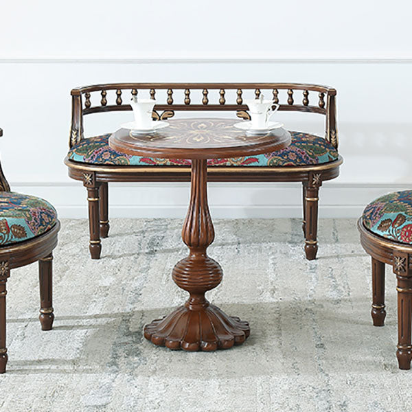 French Country Style Wooden Top Side Table 26.77" Tall Pedestal End Table