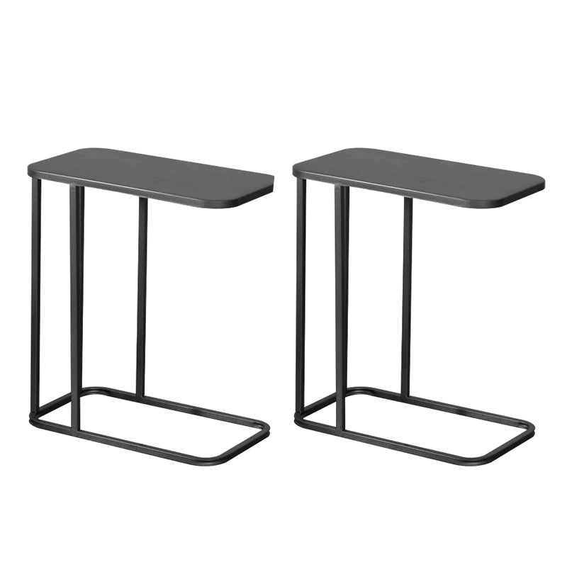 Mid-century Modern Rectangle Top End Table 22.8" Tall Metal C Side Table