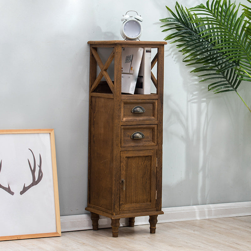 Wood Modern Cabinet Rectangular Minimalist Side Cabinet with Drawer