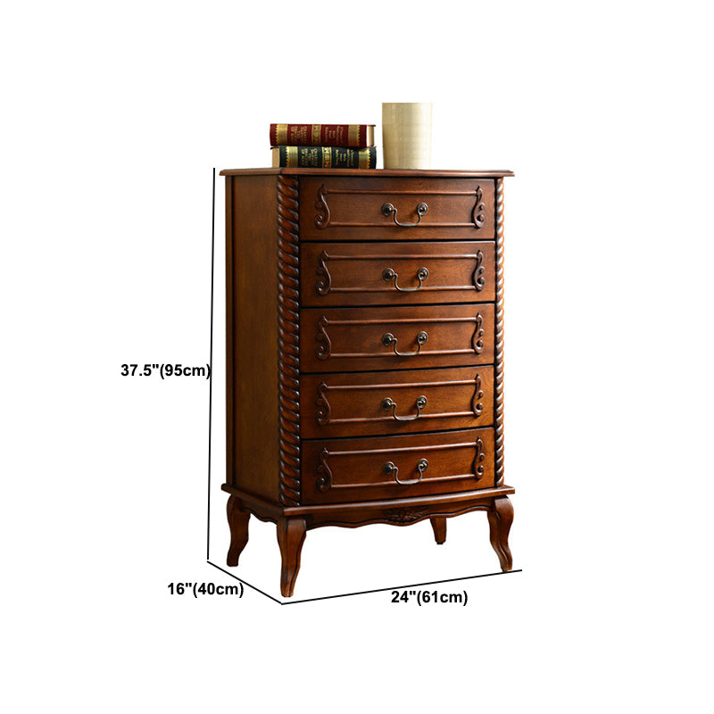 Mid-Century Modern Wood Cabinet Ring Pulls Side Cabinet with Drawer