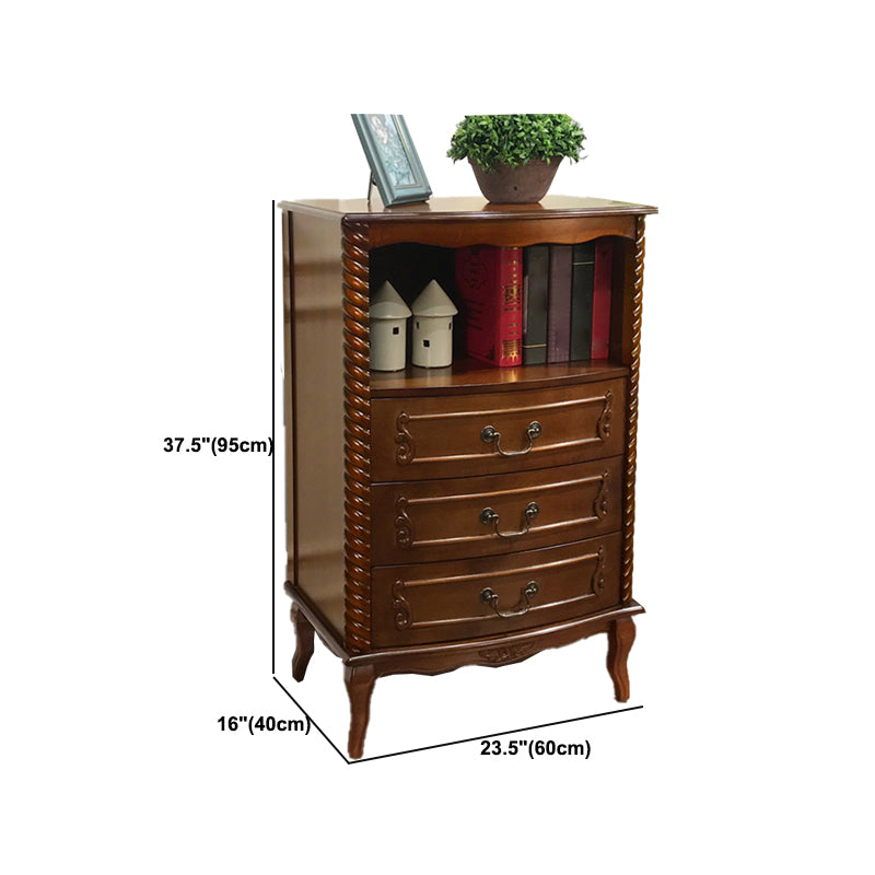 Mid-Century Modern Wood Cabinet Ring Pulls Side Cabinet with Drawer