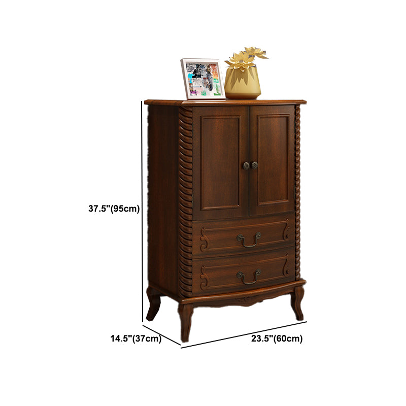 Mid-Century Modern Wood Cabinet Ring Pulls Side Cabinet with Drawer