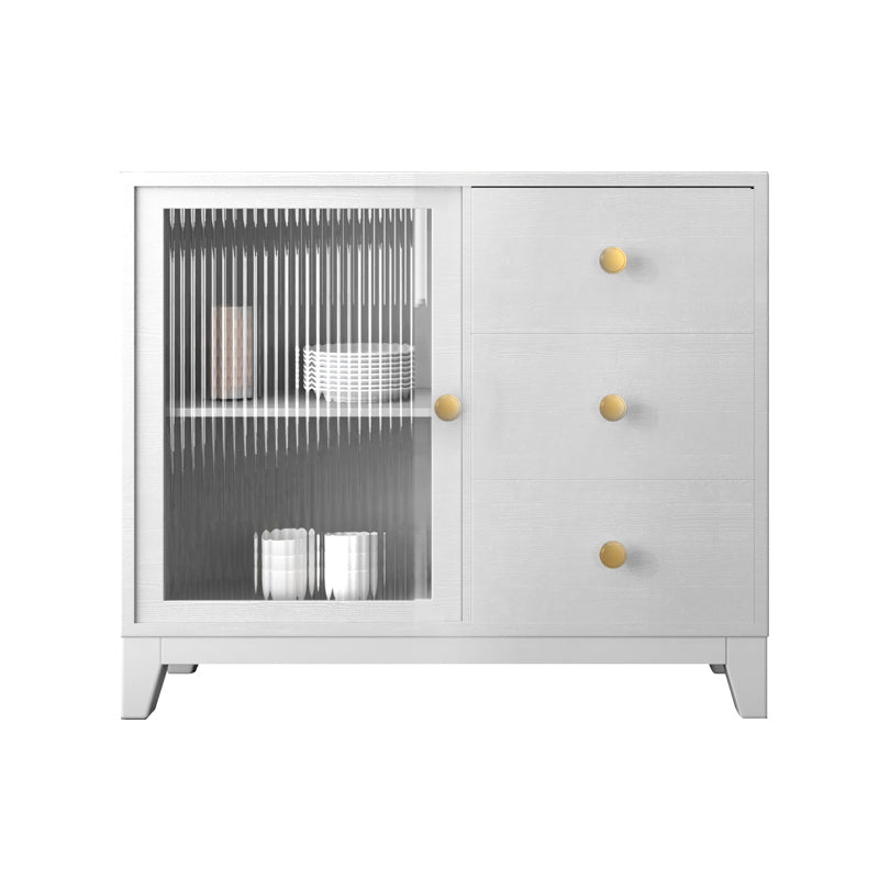 Modern White Rectangle Accent Cabinet Knobs 1 Shelves Cabinet