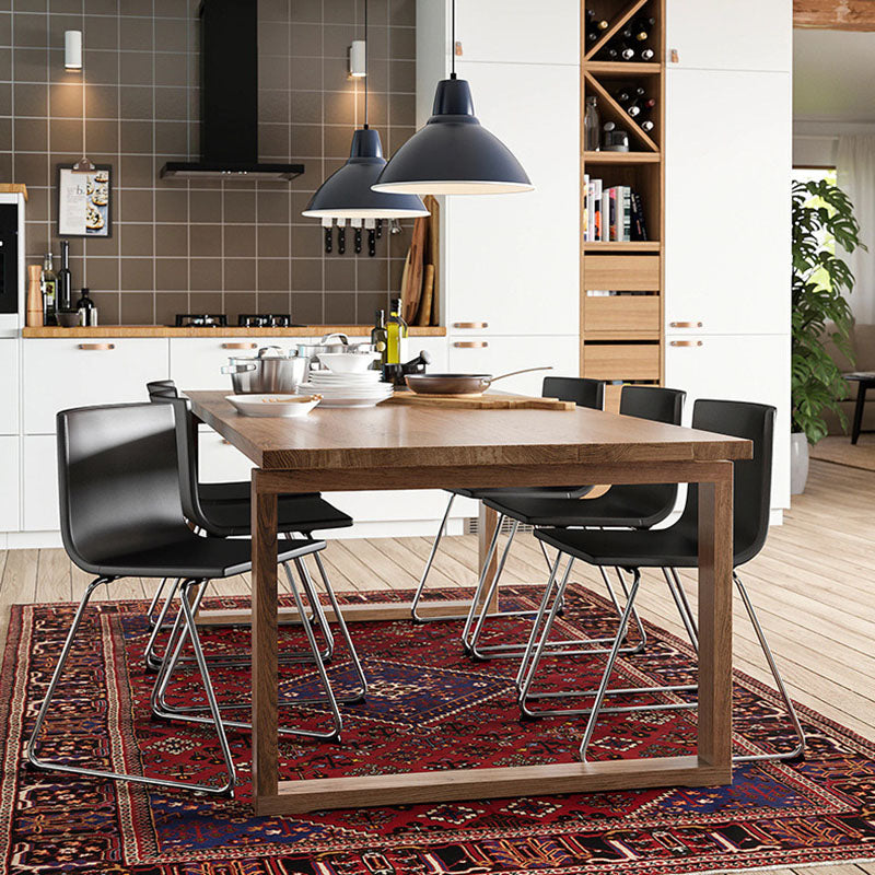 Natural Pine Wood Dining Table Contemporary Rectangle Sled Base Table