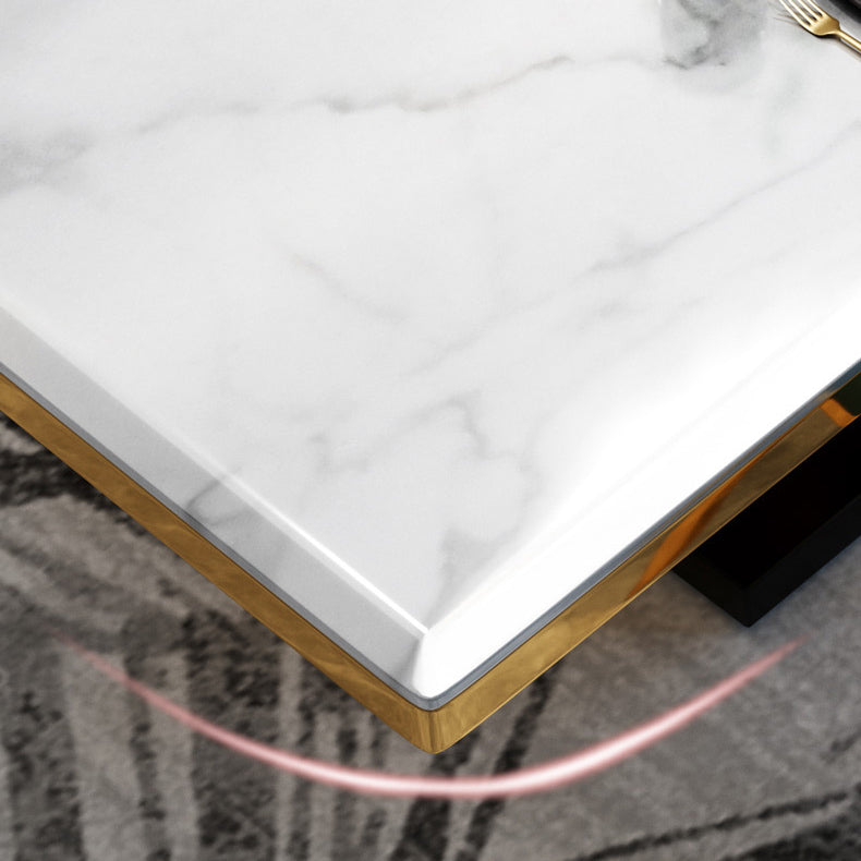 White Table Stone Top Traditional Luxury Rectangle Table with Stainless Steel Frame