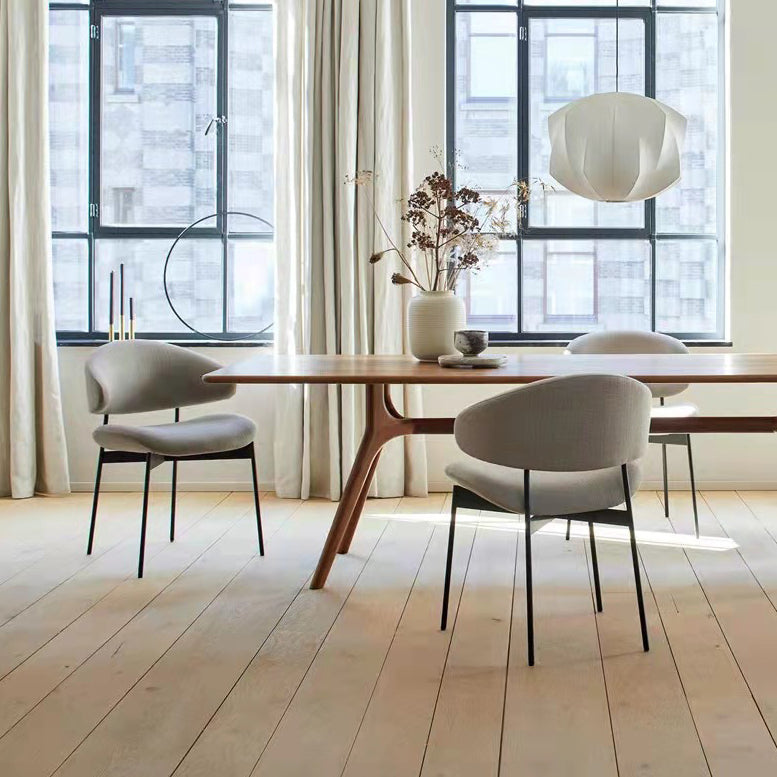 Natural Solid Wood Dining Table Modern Rectangular Furniture with Double Pedestal for Home