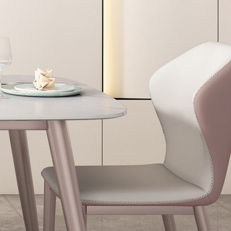 Purple 4-foot Metal Table Modern Stone Top Rectangle Fixed Table