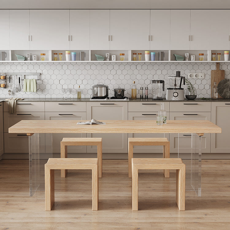 Simplicity Style Dining Table Natural Solid Wood Table for Home Kitchen