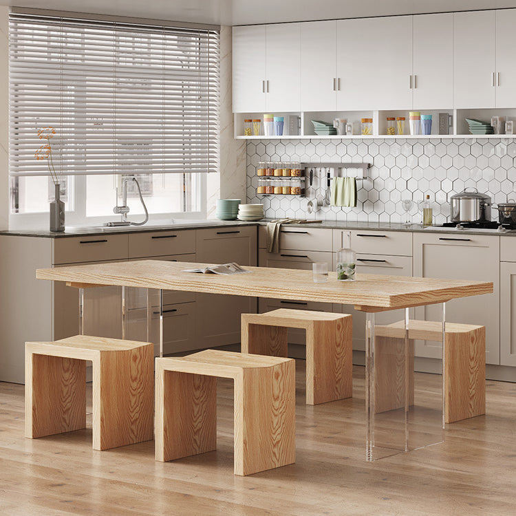 Simplicity Style Dining Table Natural Solid Wood Table for Home Kitchen