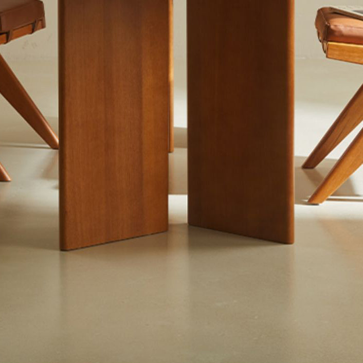 Modern Double Pedestal Table Rectangle Solid Wood Dining Room Table in Natural