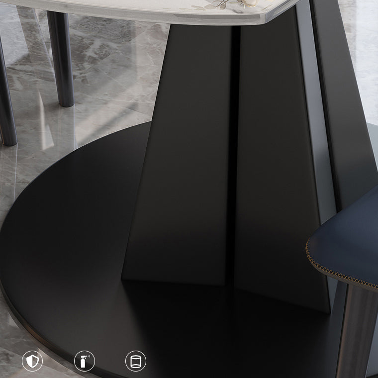 Round Steel Pedestal Dining Table Modern Dining Table with Leaf Extension