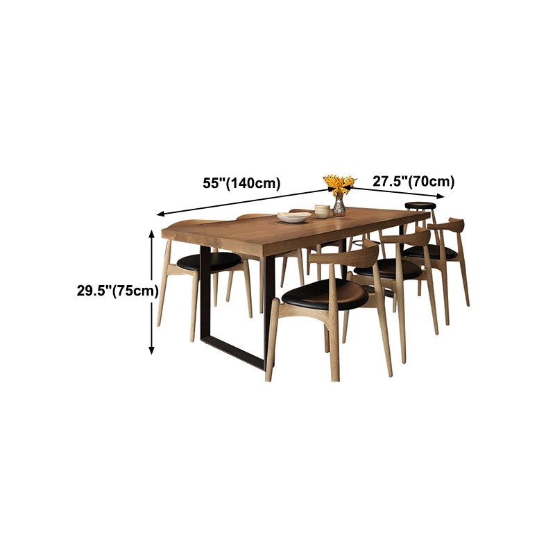 Industrial Dining Table with Brown Pine Rectangle Dining Table for Kitchen without Chair
