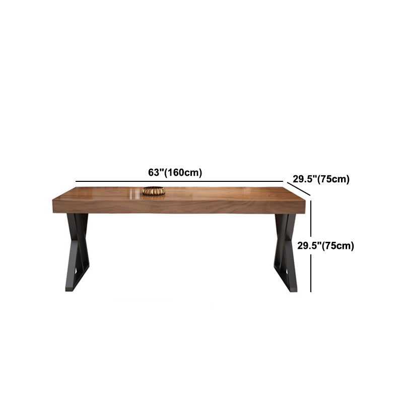 Metal Industrial Rectangle Dining Table Pine Wood Top Table for Dining Room