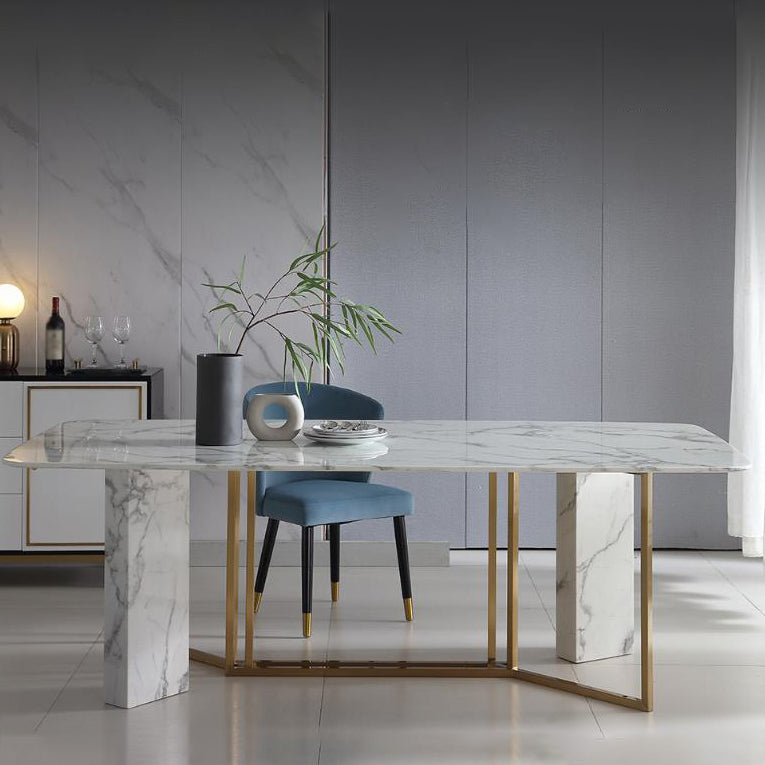 Stone Top Table Rectangle Dining Table for Home Kitchen Dinner