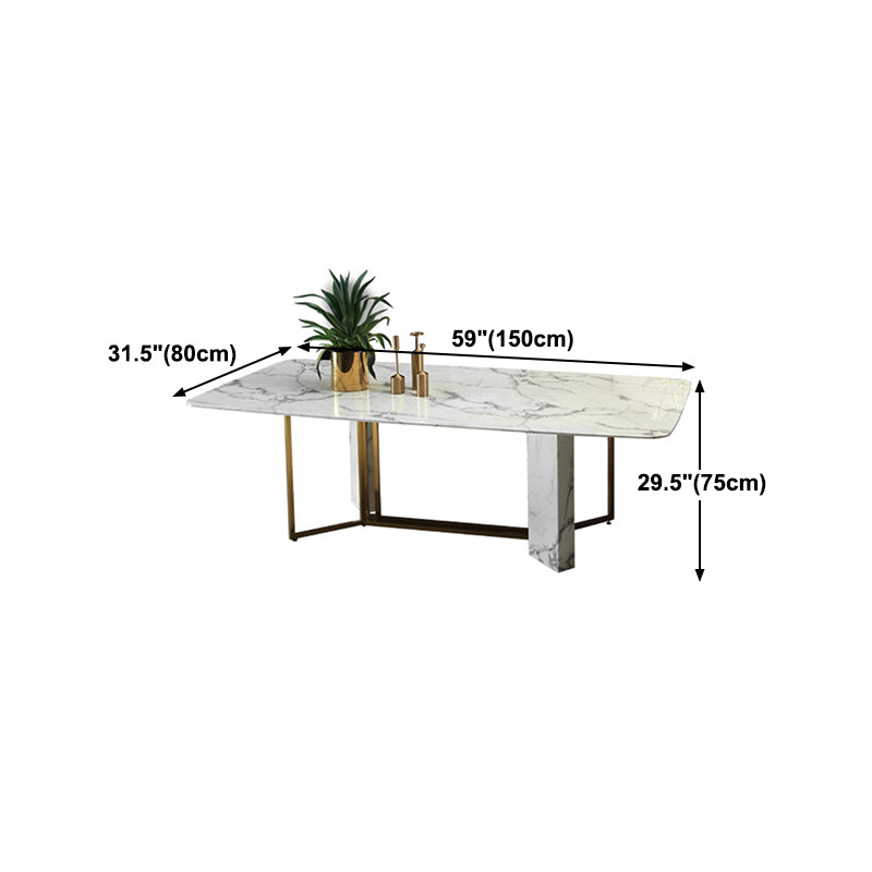 Stone Top Table Rectangle Dining Table for Home Kitchen Dinner