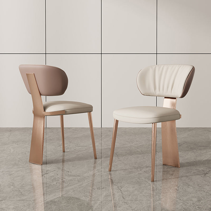 Glam Dining Chair Armless Dining Chair with Metal Legs for Kitchen