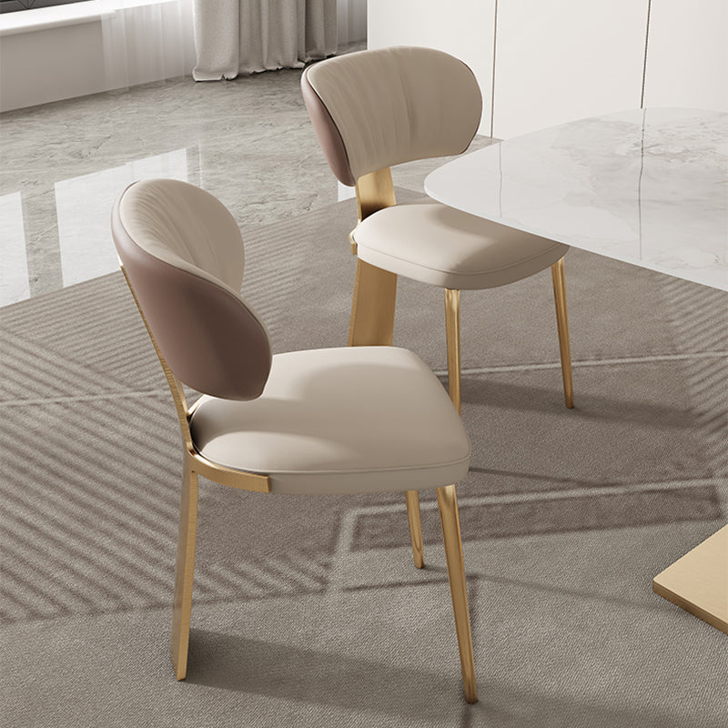 Glam Dining Chair Armless Dining Chair with Metal Legs for Kitchen