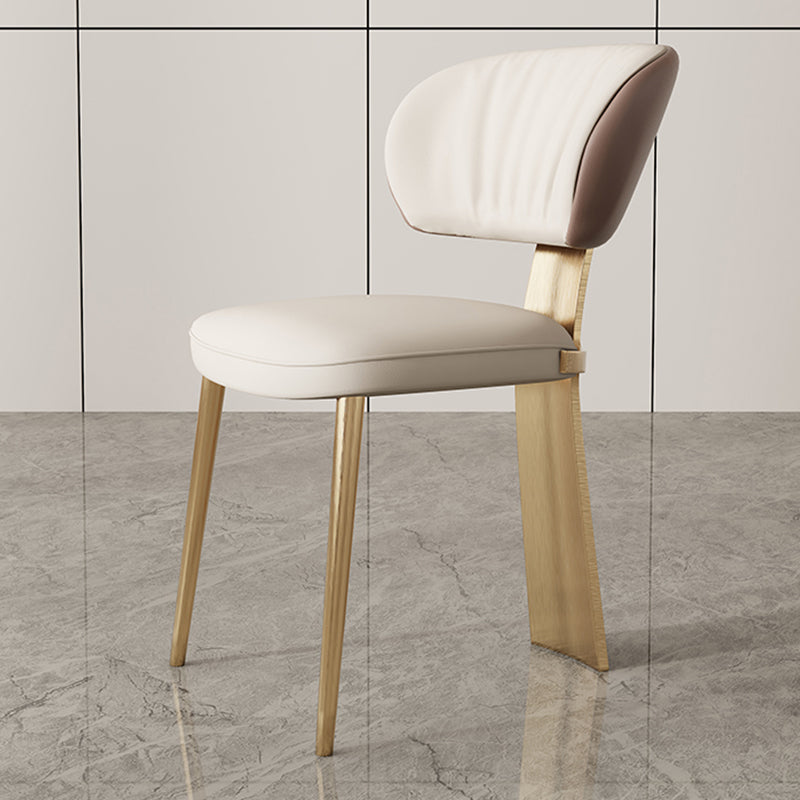 Glam Dining Chair Armless Dining Chair with Metal Legs for Kitchen