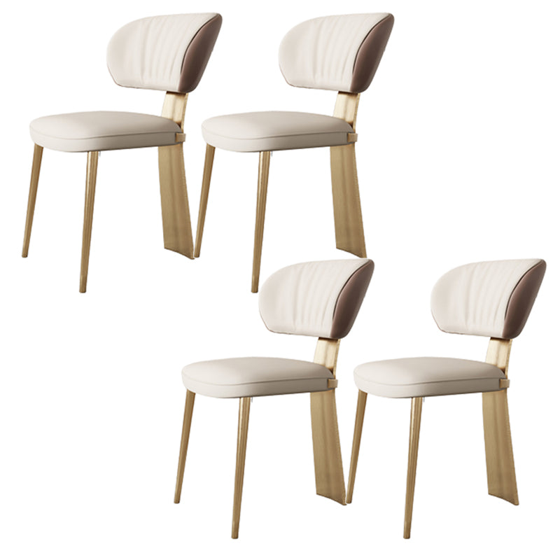 Glam Dining Chair Armless Dining Chair with Metal Legs for Kitchen