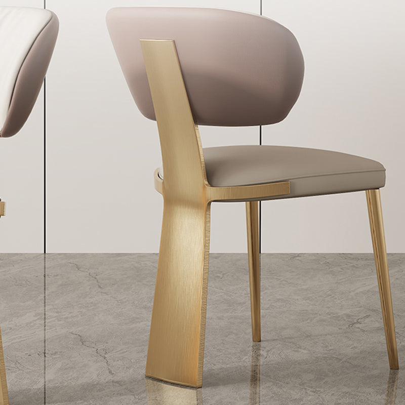 Glam Dining Chair Armless Dining Chair with Metal Legs for Kitchen