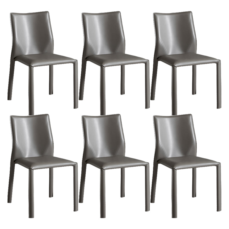 Contemporary Home Side Chair Faux Leather Solid Back Dining Chair