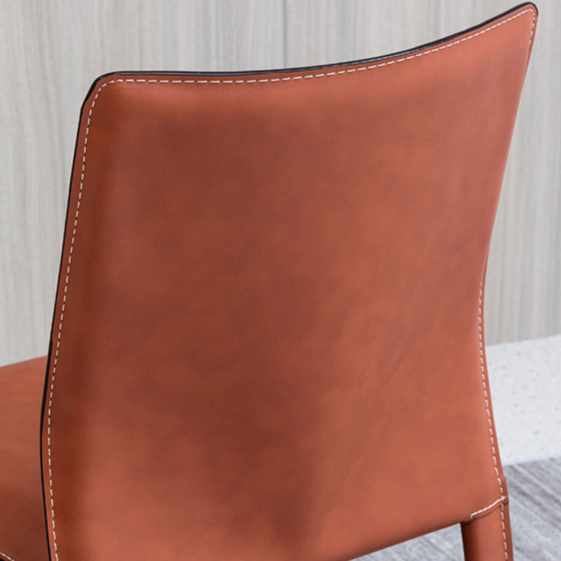 Contemporary Home Side Chair Faux Leather Solid Back Dining Chair