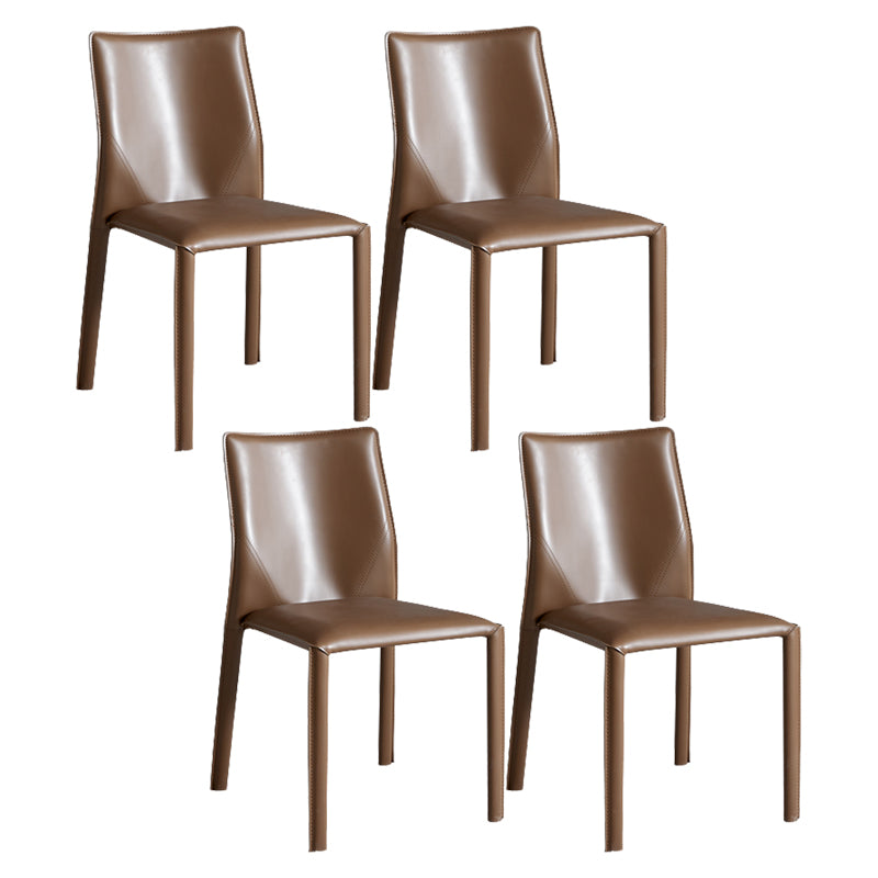 Contemporary Home Side Chair Faux Leather Solid Back Dining Chair