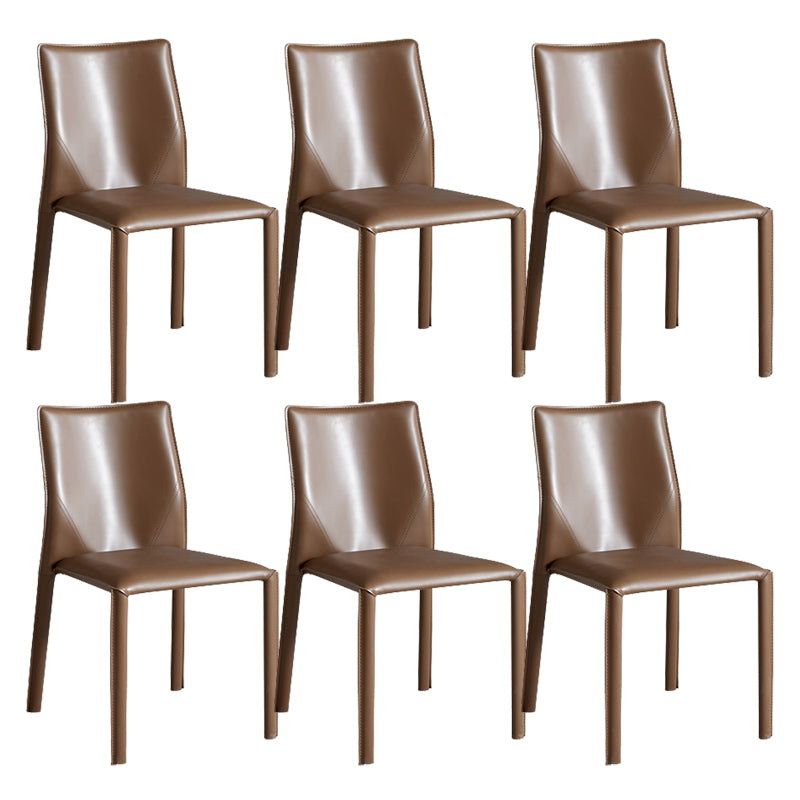 Contemporary Home Side Chair Faux Leather Solid Back Dining Chair