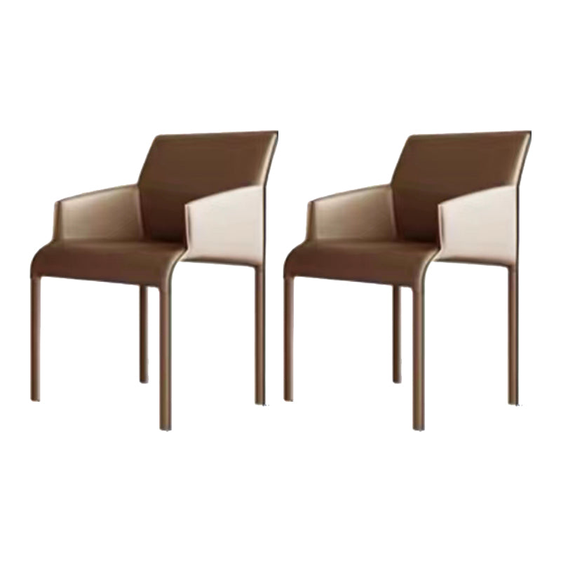 Matte Finish Solid Back Chair Faux Leather Modern Dining Chair