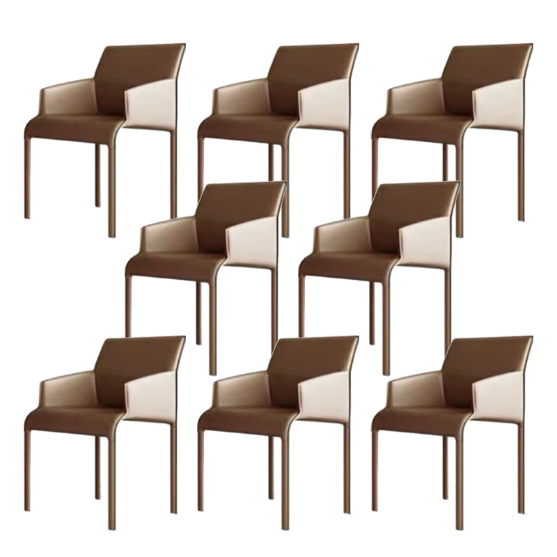 Matte Finish Solid Back Chair Faux Leather Modern Dining Chair