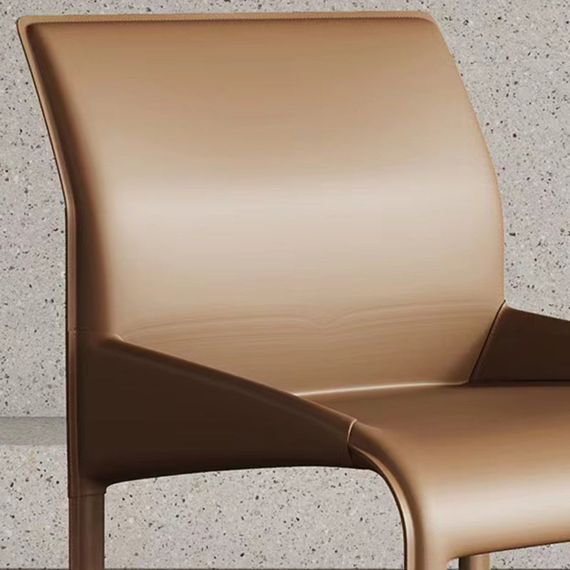 Matte Finish Solid Back Chair Faux Leather Modern Dining Chair