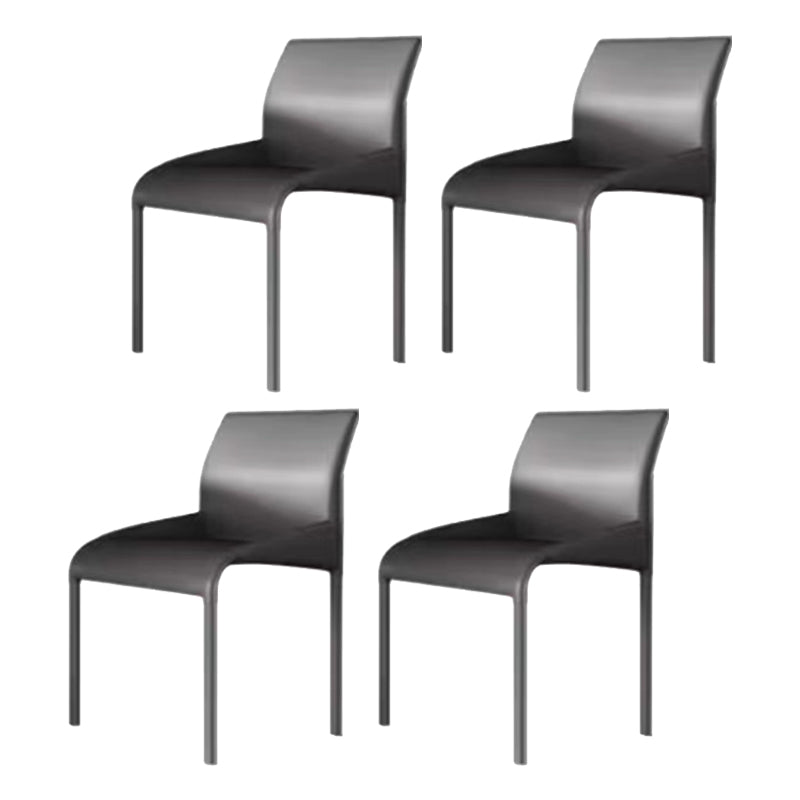 Matte Finish Solid Back Chair Faux Leather Modern Dining Chair