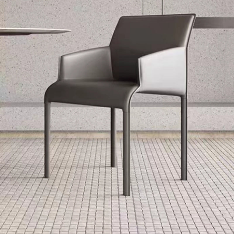 Matte Finish Solid Back Chair Faux Leather Modern Dining Chair