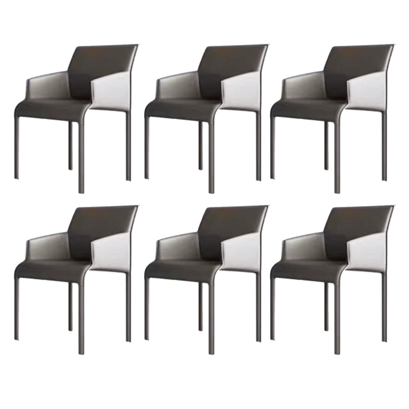 Matte Finish Solid Back Chair Faux Leather Modern Dining Chair