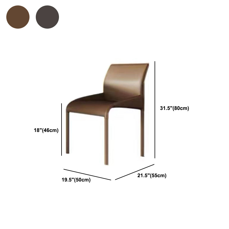 Matte Finish Solid Back Chair Faux Leather Modern Dining Chair