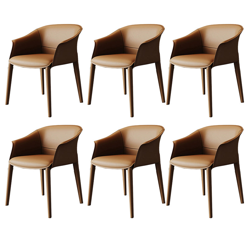 Faux Leather Contemporary Side Chair Matte Finish Solid Back Dining Arm Chair